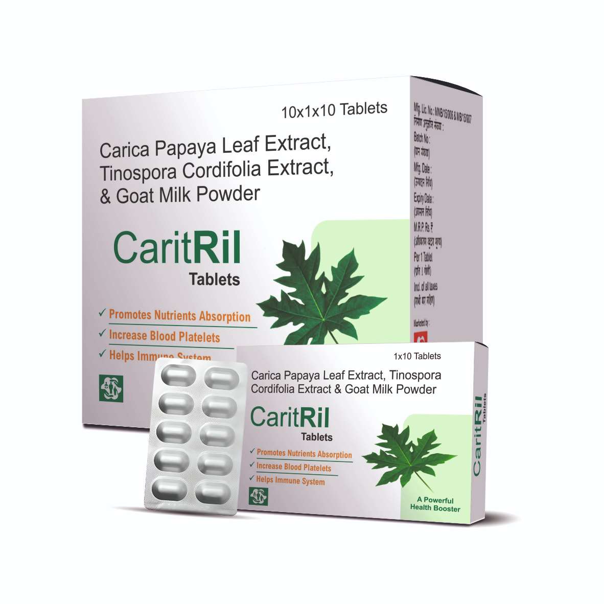 Carica Papaya Leaf Extract, Tinspora Cordifolia Extract, & Goat Milk Powder